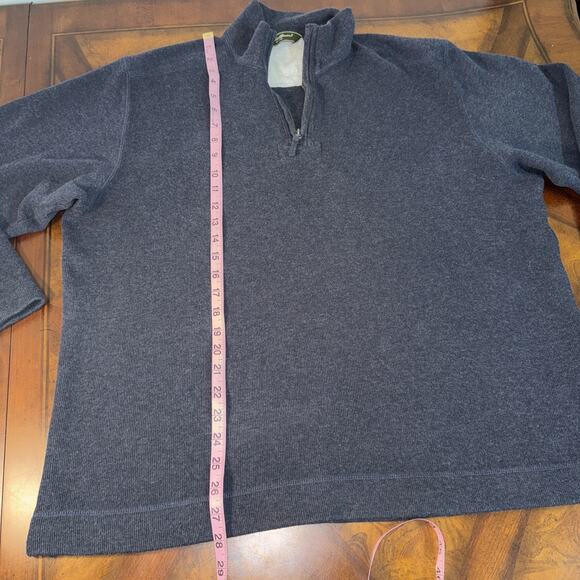 Eddie Bauer Mens L Blue Gray 1/4 Zip Pullover 100% Cotton Long Sleeve Sweater - Picture 9 of 13